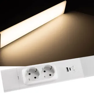 LED Unterbauleuchte „Arusha“, weiß USB A+C PD, 60cm, Licht warmweiß LED Unterbauleuchte „Arusha“, weiß USB A+C PD, 60cm, Licht warmweiß