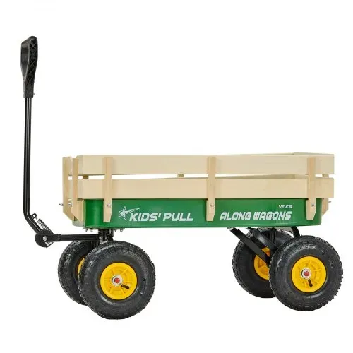 VEVOR Handwagen für Kinder, 102 cm Bollerwagen, Transportwagen mit Schiebestange, aus Holz & Metal, max. 150 kg tragbar, ideal für Kinder ab 5 Jahren, Garten, Ausflüge & Strand, Farbe Grün & Gelb – Bild 8