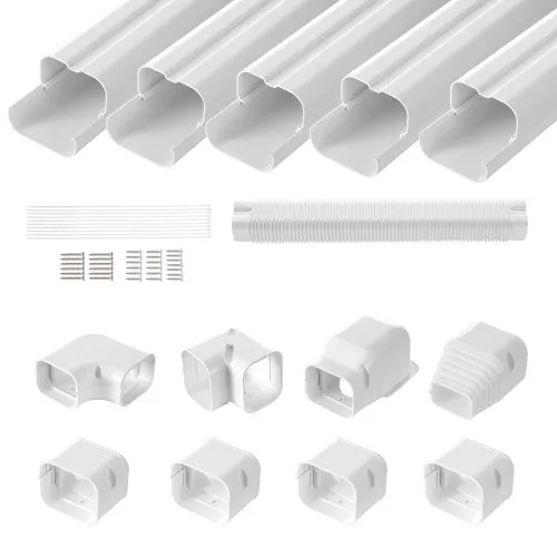 VEVOR Mini-Split-Line-Set-Abdeckung 76,2 mm B 3110 mm L, dekorative PVC-Rohrleitungsabdeckung für Klimaanlage mit 5 geraden Kanälen und vollständigen Komponenten, überstreichbar für Wärmepumpen, weiß VEVOR Mini-Split-Line-Set-Abdeckung 76,2 mm B 3110 mm L, dekorative PVC-Rohrleitungsabdeckung für Klimaanlage mit 5 geraden Kanälen und vollständigen Komponenten, überstreichbar für Wärmepumpen, weiß