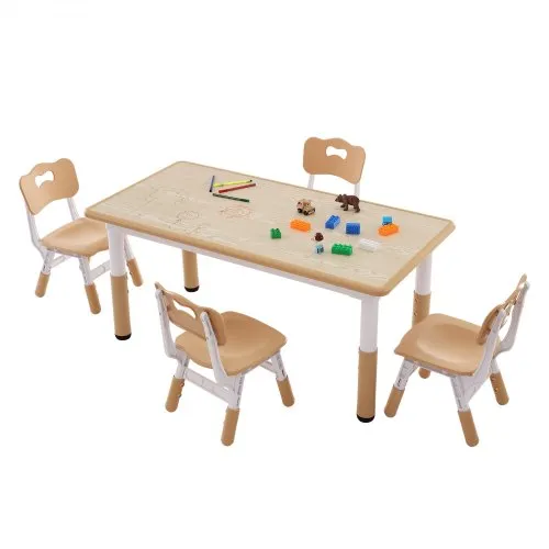 VEVOR Kindersitzgruppe Kindertisch, 4 Kinderstühle 1 Tisch Kindersitzgruppe aus PP, Kindertisch-Set Einstellbar 48,2-57,2 cm / 27-31 cm für Kinder, Mädchen, Spielzimmer Stabiles Kindermöbelset VEVOR Kindersitzgruppe Kindertisch, 4 Kinderstühle 1 Tisch Kindersitzgruppe aus PP, Kindertisch-Set Einstellbar 48,2-57,2 cm / 27-31 cm für Kinder, Mädchen, Spielzimmer Stabiles Kindermöbelset