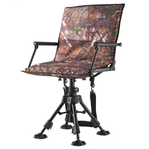 VEVOR Faltstuhl Campingstuhl Anglerstuhl mit Armlehnen, höhenverstellbarer Klappstuhl Gartenstuhl (158 kg belastbar) 360° geräuschlos drehbar, 420-625 mm (Sitzhöhe) für Picknick Garten Outdoor – Bild 9