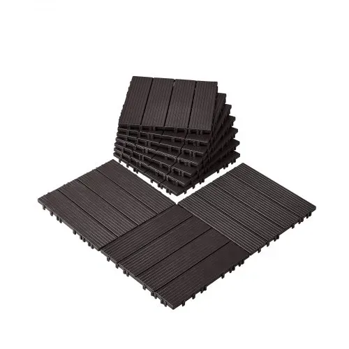 VEVOR Terrassenfliesen, 10er-Set, Balkonfliesen 30x30cm, Klickfliesen, wasserdichter Kunststoff-Bodenbelag für den Außenbereich, Terrassenbodenbelag für Veranda, Pool, Balkon, Hinterhof, Dunkelbraun VEVOR Terrassenfliesen, 10er-Set, Balkonfliesen 30x30cm, Klickfliesen, wasserdichter Kunststoff-Bodenbelag für den Außenbereich, Terrassenbodenbelag für Veranda, Pool, Balkon, Hinterhof, Dunkelbraun