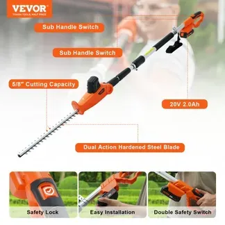 VEVOR Teleskop Heckenschere 20V Heckentrimmer Kupfermotor 17.500U/min Elektroheckenschere 46cm Klingenlänge 188–239cm Ausziehbar 16mm Schnittdurchmesser 30-150° Drehbar inkl.Schnellladegerät Akku VEVOR Teleskop Heckenschere 20V Heckentrimmer Kupfermotor 17.500U/min Elektroheckenschere 46cm Klingenlänge 188–239cm Ausziehbar 16mm Schnittdurchmesser 30-150° Drehbar inkl.Schnellladegerät Akku