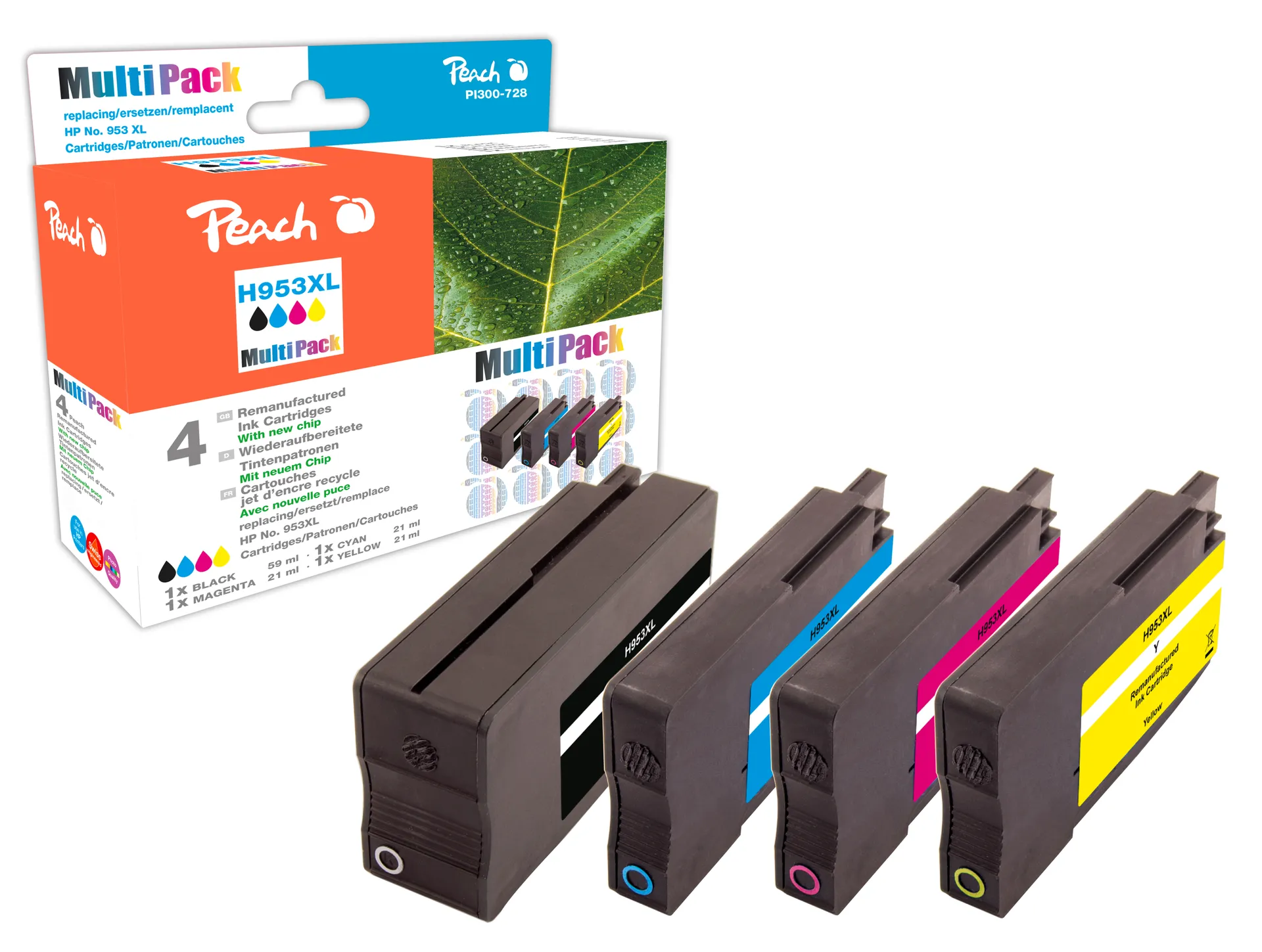 Peach PI300-728 Druckerpatrone 4 Stück(e) Kompatibel Hohe (XL-) Ausbeute Schwarz, Cyan, Magenta, Gelb Peach PI300-728 Druckerpatrone 4 Stück(e) Kompatibel Hohe (XL-) Ausbeute Schwarz, Cyan, Magenta, Gelb