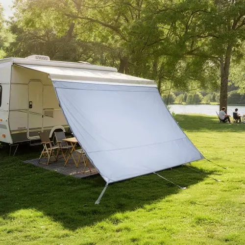 VEVOR Sonnenschutz (2 x 2,8 m) für Markisen (3 m), Markisen-Vorderwand mit UV50+ & Reißverschluss-PU-Bezug & Doppelt Genähtem Polyester-Netzgewebe, Regenschutz für Wohnmobil, Camping & Wohnwagen – Bild 7