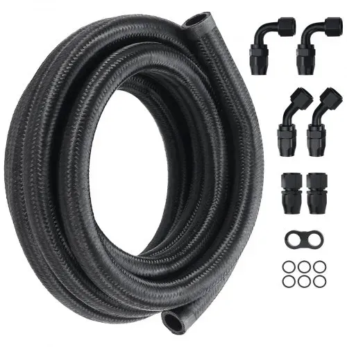 VEVOR 10-AN-Kraftstoffleitungssatz, 3048 mm Kraftstoffschlauchsatz, 13,97 mm-Nylon-Edelstahl-Geflecht-Kraftstoffleitungs-Öl-/Gas-Schlauchendstück-Anschlusssatz 7-teiliger Drehgelenk-Adaptersatz – Bild 8