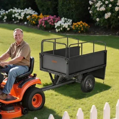 VEVOR Kippanhänger, 272 kg Fassungsvermögen, ATV-UTV-Transportanhänger, Kippwagen zum Hinterherziehen mit 40,64 cm Reifen, Handzug oder Fußpedal, Hofanhänger für Rasenmähertraktoren – Bild 7