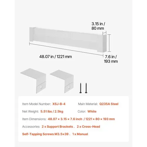 VEVOR Heizungsabdeckungen, Basic-Serie, 1221 x 80 x 193 mm, Standard-Frontabdeckung für Heizkörper elektrische Heizgeräte, Ersatzabdeckung aus robustem Stahl, für Schlafzimmer, weiß – Bild 6