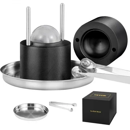 VEVOR Eiswürfelbereiter Eiswürfelformen Satz 60 mm, Eiswürfelform Eiskugelform mit Eiszange & Tropfschale, Alu Schwarze Strapazierfähige Eiswürfelformen Eiswürfelbehälter Whisky Americano, Saft VEVOR Eiswürfelbereiter Eiswürfelformen Satz 60 mm, Eiswürfelform Eiskugelform mit Eiszange & Tropfschale, Alu Schwarze Strapazierfähige Eiswürfelformen Eiswürfelbehälter Whisky Americano, Saft