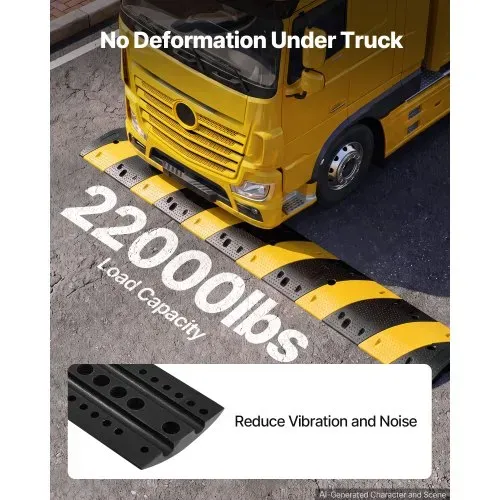 VEVOR 100 cm Kabelbrücke, 9979 kg Tragkraft, 2-Kanal-Überfahrschutz aus Gummi, Stolperschutz, Bodenabdeckungen, für Bereiche mit hoher Schwelle, Zuhause, Büro, Lager, 2er-Pack – Bild 2