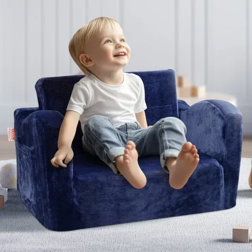 VEVOR Kindersofa 2 in 1 umwandelbares Kindersofa zum Liegestuhl, ausklappbarer Kindersofa-Sessel, Kleinkind Armlehnenstuhl-Bett, zusammenklappbares Kinderspielsofa, Kindercouch Blau 104 x 58 x 32 cm – Bild 7