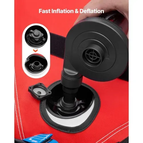VEVOR Towable Tube für Boote, Wassersport-Schleppreifen für 2 Personen, bis 154 kg Tragfähigkeit, mit 2 Zugpunkten, Nylonhülle, Gepolsterten Griffen und Sicherheitsventil, für Seen, Flüsse, Rot – Bild 4