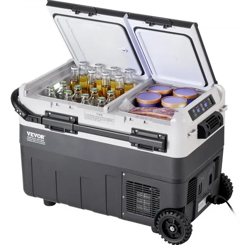VEVOR Tragbarer Autokühlschrank, 12-Volt-Autokühlschrank, 50L tragbarer Dual-Zone-Gefrierschrank, einstellbare Temperatur, Kompressorkühler für Zuhause, Outdoor, Camping, Wohnmobil, Auto VEVOR Tragbarer Autokühlschrank, 12-Volt-Autokühlschrank, 50L tragbarer Dual-Zone-Gefrierschrank, einstellbare Temperatur, Kompressorkühler für Zuhause, Outdoor, Camping, Wohnmobil, Auto