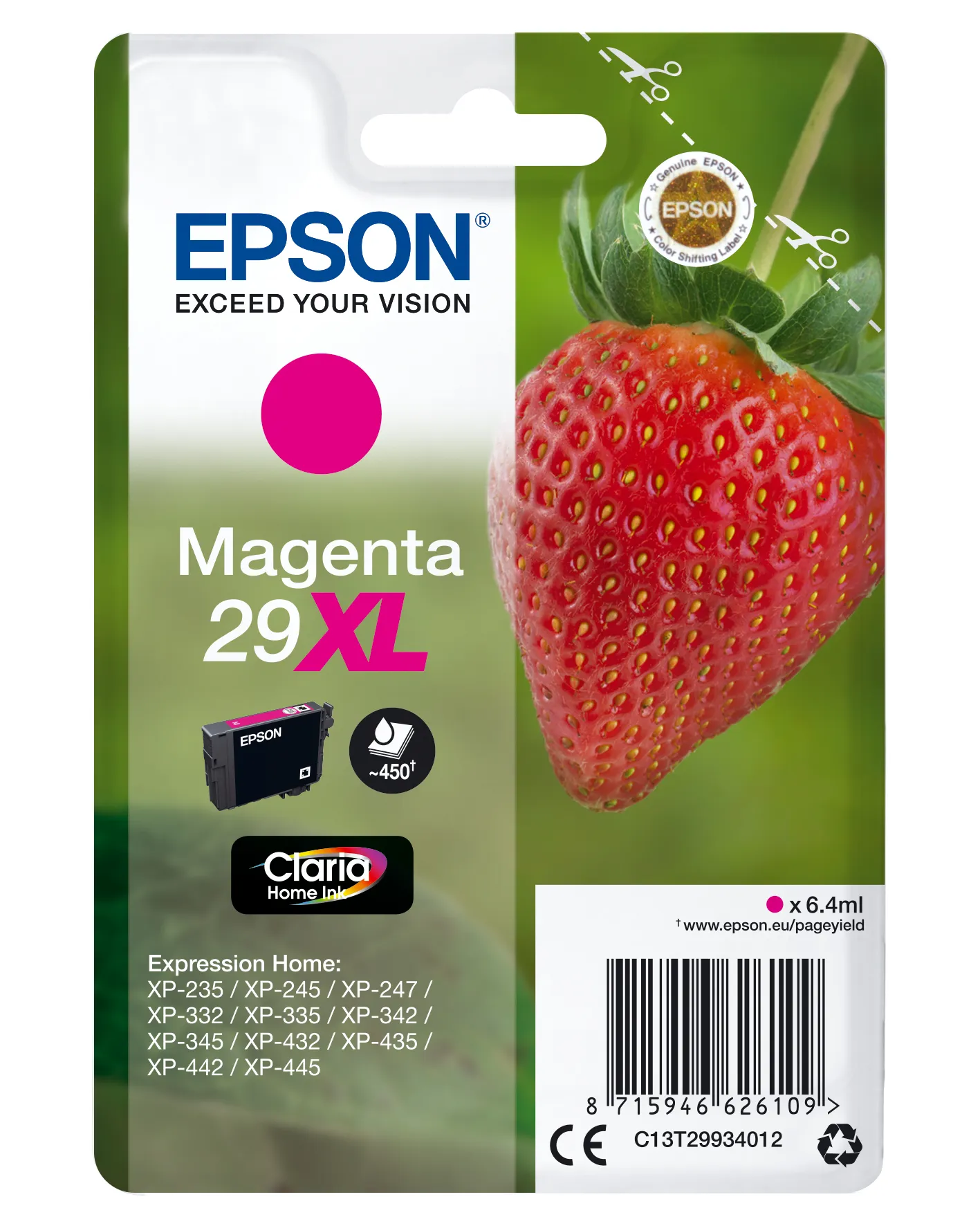 Epson Strawberry Singlepack Magenta 29XL Claria Home Ink Epson Strawberry Singlepack Magenta 29XL Claria Home Ink