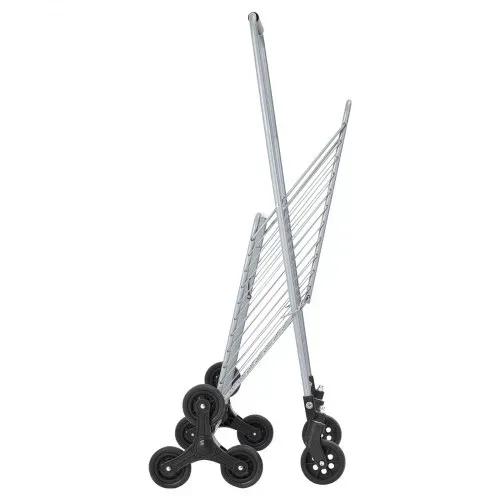 VEVOR Treppenkarre, 45 l, Treppensteiger-Einkaufswagen mit 360°-Lenkrädern, Treppensteiger-Mehrzweckwagen mit drei Rädern, faltbar, zusammenklappbar Transportkarre, Ideal für Wäschetransporte, Silber – Bild 10