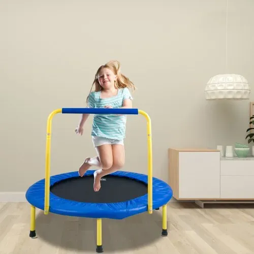 VEVOR Trampolin Gartentrampolin 810x920x920 mm, Klappabrer Trampolin Mini 60 kg Gewichtstragfähigkeit Fitness Trampolin, Kindertrampolin Kleinkind Trampolin Blau Indoor/Outdoor/Garten/Drinnen – Bild 7