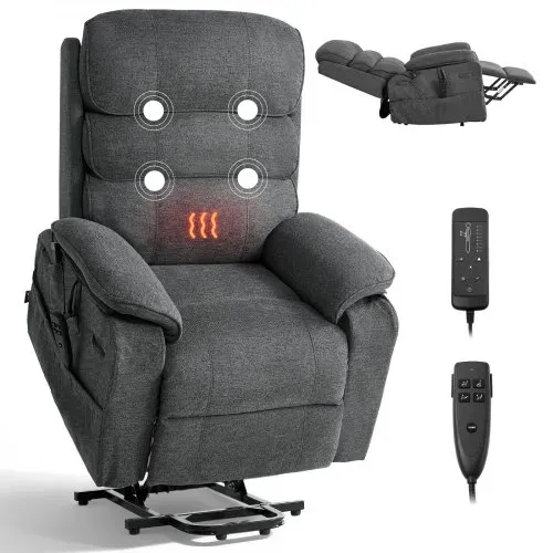VEVOR Fernsehsessel Elektrisch, Relaxsessel mit Aufstehhilfe, Wärme- & Massagefunktion, Seniorensessel Stufenlose Verstellung, Massagesessel mit Chenille-Bezug & Fernbedienung, Dunkelgrau VEVOR Fernsehsessel Elektrisch, Relaxsessel mit Aufstehhilfe, Wärme- & Massagefunktion, Seniorensessel Stufenlose Verstellung, Massagesessel mit Chenille-Bezug & Fernbedienung, Dunkelgrau