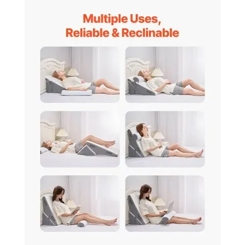 VEVOR Bettkeilkissen, 3-teiliges orthopädisches Lesekissen-Set, mit Jacquard-Bezug & Schaumstoffunterstützung, Kissen nach Operationen zur Linderung von saurem Reflux, Rückenschmerzen & Schnarchen – Bild 3