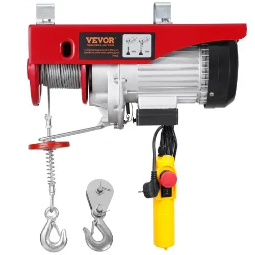 VEVOR Elektrische Seilwinde, 400 kg, Motorwinde mit 4,2 m kabelgebundener Fernbedienung, 12 m Hubhöhe mit Einzelkabel, Einzel-/Doppelschlingen, Not-Aus, Hebezeug für Garage, Lager, Fabrik VEVOR Elektrische Seilwinde, 400 kg, Motorwinde mit 4,2 m kabelgebundener Fernbedienung, 12 m Hubhöhe mit Einzelkabel, Einzel-/Doppelschlingen, Not-Aus, Hebezeug für Garage, Lager, Fabrik