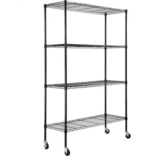 VEVOR Lagerregal mit Rädern, 4-stufig verstellbar, 700 lbs Kapazität, robuste Garagenregale, Metall-Organizer, Drahtregal, schwarz, 120 x 45 x 188 cm für Küche, Speisekammer, Keller, Badezimme VEVOR Lagerregal mit Rädern, 4-stufig verstellbar, 700 lbs Kapazität, robuste Garagenregale, Metall-Organizer, Drahtregal, schwarz, 120 x 45 x 188 cm für Küche, Speisekammer, Keller, Badezimme