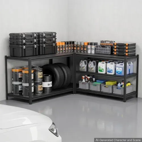 VEVOR Schwerlastregal Lagerregal mit 5 Ablagen 1230x623x1813mm 1360,8kg, Stahlgestell, Teilbares & Verstellbares Design für DIY, Werkbank Funktion, Flexibles Steckregal für Heim Garage Werkstatt – Bild 7