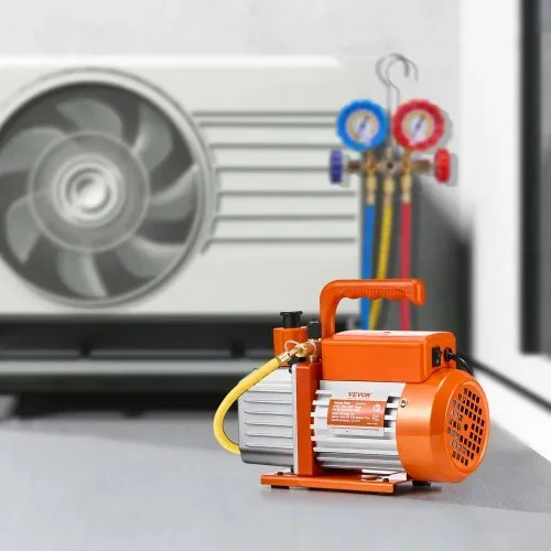 VEVOR Vakuumpumpe, 5 CFM, HVAC einstufige Drehschieber-Vakuumpumpe, für R134a R22 R410a Systeme, Auto-AC-Vakuumpumpen-Kit mit Ölflasche, für die Wartung von Auto-Klimaanlagen und Harzentgasung – Bild 7