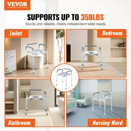 VEVOR Toilettenstuhl Nachtstuhl mit Gepolsterter Sitzfläche & Armlehnen, 7-stufig höhenverstellbar, 5,8 L Abnehmbarer Eimer, Einfach zu Montieren, 158 kg Fassungsvermögen, Erhöhter Toilettensitz VEVOR Toilettenstuhl Nachtstuhl mit Gepolsterter Sitzfläche & Armlehnen, 7-stufig höhenverstellbar, 5,8 L Abnehmbarer Eimer, Einfach zu Montieren, 158 kg Fassungsvermögen, Erhöhter Toilettensitz