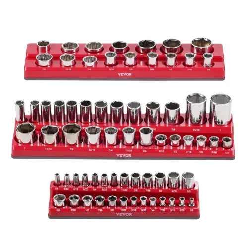 VEVOR Steckschlüssel-Organizer-Set, 3-teiliger, 1/4 Zoll, 3/8 Zoll & 1/2 Zoll SAE-Steckschlüsselablagen, für bis zu 68 Standard- & tiefe Steckschlüssel (Steckschlüssel nicht im Lieferumfang enthalten) – Bild 8