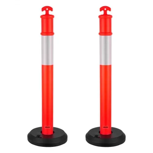 VEVOR Verkehrsleitpfosten Leitpfosten 2 Stk. (114 cm) mit befüllbarem Sockel & Reflektorstreifen, Warnpfosten für Baustellen, Parkplätze, Absperrpfosten zur Steuerung von Menschenmengen, rot VEVOR Verkehrsleitpfosten Leitpfosten 2 Stk. (114 cm) mit befüllbarem Sockel & Reflektorstreifen, Warnpfosten für Baustellen, Parkplätze, Absperrpfosten zur Steuerung von Menschenmengen, rot