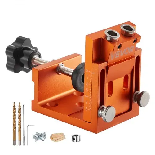 VEVOR Pocket Hole Jig Set Taschenloch-Vorrichtungssatz 12-48 mm Vorrichtungs-Taschenlochsystem mit Stufenbohrer, Sechskantschlüssel, Bohrstoppring, Vierkant-Antriebsbit, Dübel und Schrauben – Bild 10