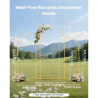 VEVOR Hochzeitsbogen, 3er-Set, 2,2/2/1,8m, Hintergrundständer, goldfarbener Metallbogen, Traubogen, Ballonbogen für Hochzeiten, Geburtstagsfeiern, Abschlussfeiern, Feiertage & Zeremoniendekorationen VEVOR Hochzeitsbogen, 3er-Set, 2,2/2/1,8m, Hintergrundständer, goldfarbener Metallbogen, Traubogen, Ballonbogen für Hochzeiten, Geburtstagsfeiern, Abschlussfeiern, Feiertage & Zeremoniendekorationen