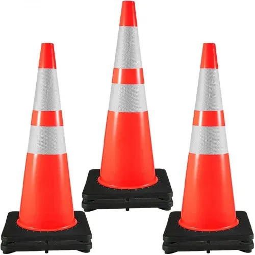 VEVOR 6er-Pack 36-Zoll-Verkehrskegel, Sicherheits-Straßenparkkegel mit schwarzer beschwerter Basis, Orangefarbene PVC-Verkehrssicherheitskegel, Gefahrenkegel – Bild 7