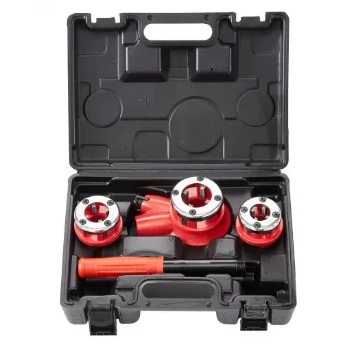 VEVOR Gewindeschneidkluppe Set, 1/2 Zoll NPT, 3/4 Zoll NPT, 1 Zoll NPT, Gewindeschneider, Rohrschneider Set mit 3 NPT-Matrizen, Aufbewahrungskoffer für verzinkte Aluminium-, Eisen- & Kupferrohre – Bild 9