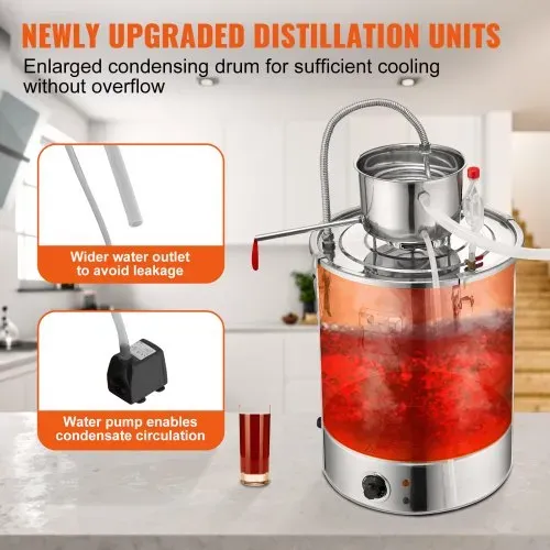 VEVOR Wasser Alkohol Destillierer 30 L Distillieranlage 1800 W Edelstahl Schnapsbrennen Destilliergerät Komplettes Set Enthalten, Ende Produkte Obstweinen, Whisky, Schnaps, Champagner, Wodka usw. – Bild 3