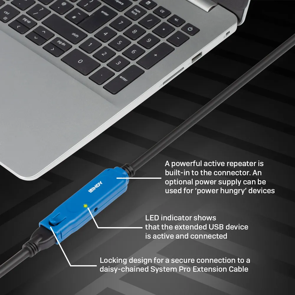 Lindy 43229 USB Kabel USB 3.2 Gen 1 (3.1 Gen 1) 15 m USB A 5 Gbit/s Schwarz – Bild 5