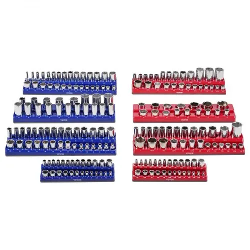 VEVOR Steckschlüssel-Organizer-Set, 8-teilig, 1/4 Zoll, 3/8 Zoll & 1/2 Zoll SAE-Steckschlüsselablagen, für bis zu 199 Standard- & tiefe Steckschlüssel (Steckschlüssel nicht im Lieferumfang enthalten) – Bild 8