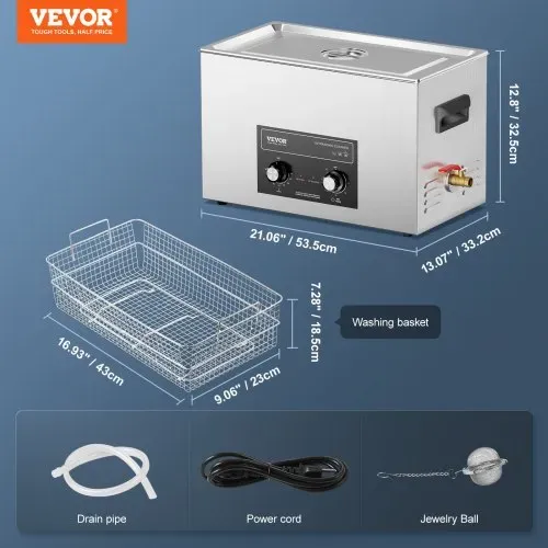 VEVOR 30L Ultraschallreiniger mit Heiztimer und Korb, professionelle digitale Schallkavitationsmaschine, 360 W Reinigungsmaschine für Laborwerkzeuge, Metallteile, Vergaser, Messing, Autoteile – Bild 6