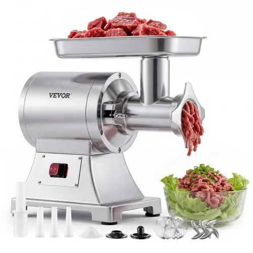 VEVOR Fleischwolf, 4,2 kg/min Kapazität, #12 Elektrischer Fleischwolf mit 2 Lochscheiben, 3 Wurstfüllrohren & Kibbeh-Set, 750 W, 2-in-1 Küchenmaschine für Privatküchen & Restaurants VEVOR Fleischwolf, 4,2 kg/min Kapazität, #12 Elektrischer Fleischwolf mit 2 Lochscheiben, 3 Wurstfüllrohren & Kibbeh-Set, 750 W, 2-in-1 Küchenmaschine für Privatküchen & Restaurants