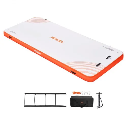 VEVOR Aufblasbares Schwimmdock, 4,57 x 1,82 m, Dockplattform, rutschfeste Wasserschwimmdockmatte mit tragbarer Tragetasche und abnehmbarer Leiter, schwimmende Plattform-Inselfloß für Pool, Strand VEVOR Aufblasbares Schwimmdock, 4,57 x 1,82 m, Dockplattform, rutschfeste Wasserschwimmdockmatte mit tragbarer Tragetasche und abnehmbarer Leiter, schwimmende Plattform-Inselfloß für Pool, Strand