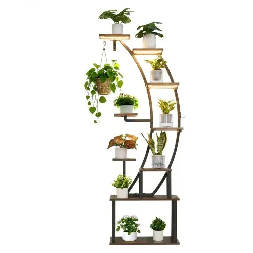 VEVOR Pflanzenständer mit Wachstumslicht, Blumentreppe mit 9 Ebenen, Blumenständer aus Metall, 3 Timer- & 10 Helligkeitsstufen, Blumenregal für die Dekoration von Wohnzimmer & Balkon, 62x28x160 cm – Bild 9