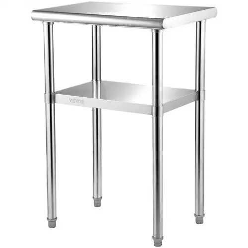 VEVOR Kommerzieller Edelstahltisch 61 x 45,7 x 91,4 cm, Edelstahl Zweilagiger Arbeitstisch Zerlegetisch Gastro 181,4 kg + 91 kg Tragfähigkeit, Gewerbe Küchentisch, Zubereitungstisch Küchenmöbel – Bild 8