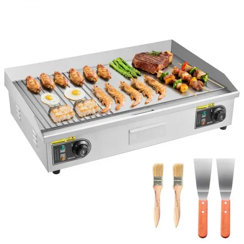 VEVOR Gewerbliche Elektrische Grillplatte 4400 W, Tischgrillplatte 725×400 mm Grillfläche, 50–300 °C, Elektrogrill, halb Gerillt, halb Glatt, mit 2 Spateln und 2 Bürsten, für Steaks BBQ, Ohne Stecker VEVOR Gewerbliche Elektrische Grillplatte 4400 W, Tischgrillplatte 725×400 mm Grillfläche, 50–300 °C, Elektrogrill, halb Gerillt, halb Glatt, mit 2 Spateln und 2 Bürsten, für Steaks BBQ, Ohne Stecker
