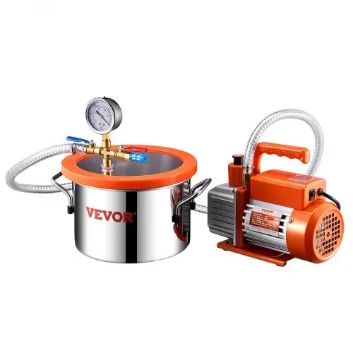 VEVOR 5,68 L Vakuumkammer und 3,5 CFM Pumpe, Edelstahlkammer, 1-stufiges Vakuumpumpen-Entgasungskammerset, mit Acryldeckel, Öl, 1,5 m Schlauch, Vacuum Pump Kit zum Entgasen von Harz-Silikon-Epoxiden – Bild 10