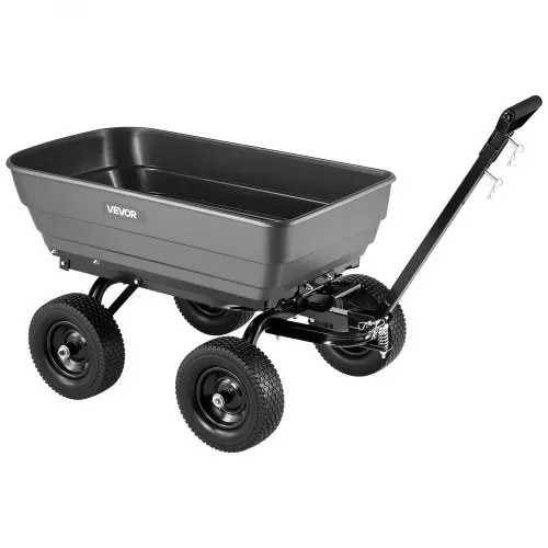VEVOR Gartenwagen mit Kippfunktion 544 kg Kippwagen Bollerwagen Dumper, 0,2 m³ Nutzinhalt 2-in-1-Verstellbarer Griff 90°-Schnellkippmechanismus 180°-Schwenkrädern für Pflanzen Erde Erntegut – Bild 10