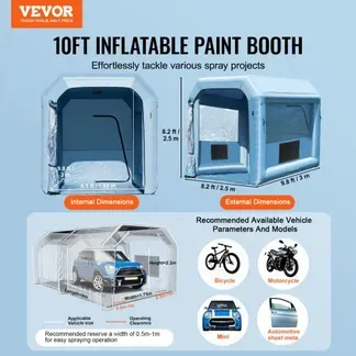 VEVOR Aufblasbare Lackierkabine, 3,9 x 2,4 x 2,4 m Aufblasbare Spritzkabine, mit 550 W Gebläse & Luftfiltersystem, Tragbare Autolackierkabine zum Lackieren von Motorrädern, Fahrrädern Kleinen Möbeln VEVOR Aufblasbare Lackierkabine, 3,9 x 2,4 x 2,4 m Aufblasbare Spritzkabine, mit 550 W Gebläse & Luftfiltersystem, Tragbare Autolackierkabine zum Lackieren von Motorrädern, Fahrrädern Kleinen Möbeln