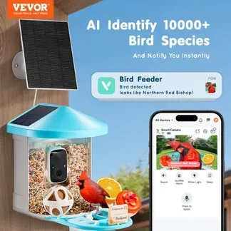 VEVOR Intelligenter Vogelfutterspender mit Kamera, 2K HD KI identifiziert über 10.000 Vogelarten, solarbetriebene Vogelbeobachtungskamera mit automatischer Aufnahme und sofortiger Benachrichtigung, kabelloses Outdoor-Geschenk für Vogelliebhaber (3 Solarmodule) VEVOR Intelligenter Vogelfutterspender mit Kamera, 2K HD KI identifiziert über 10.000 Vogelarten, solarbetriebene Vogelbeobachtungskamera mit automatischer Aufnahme und sofortiger Benachrichtigung, kabelloses Outdoor-Geschenk für Vogelliebhaber (3 Solarmodule)