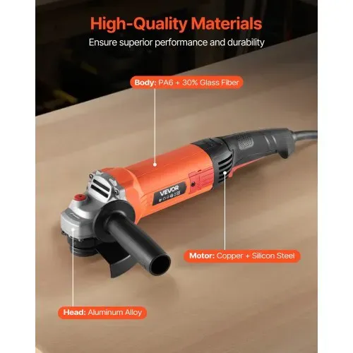 VEVOR Winkelschleifer, 127 mm, Trennschleifer, 10.000 U/min, Schleifer mit Kabel & verstellbarem Staubschutz zum Schleifen, Schneiden & Entrosten von Metall (Scheibe nicht im Lieferumfang enthalten) – Bild 4