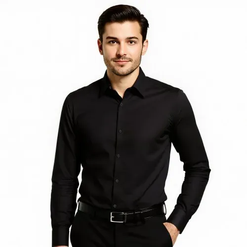 VEVOR Herrenhemd XL, Langarmhemd, knitterfrei, Freizeithemden, Bügelfrei, Businesshemden, weicher Stretch-Stoff für Business, Freizeit oder formelle Anlässe, Arbeit, Hochzeit, Abendessen, Schwarz – Bild 8