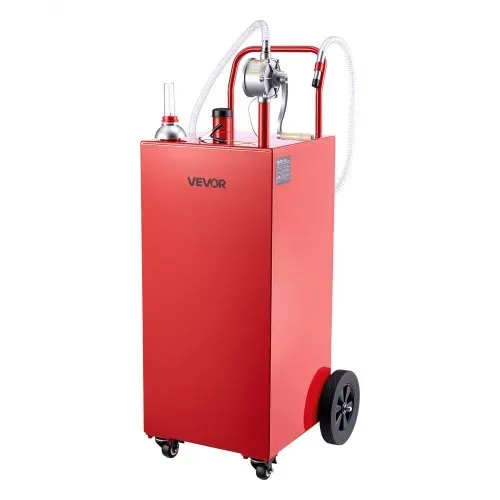 VEVOR 189,3L Kraftstofftrolley Mobile Tankanlage mit Manueller Pumpe Rot, Kohlenstoffstahl, Mit 4 Rollen & 3m PVC-Schlauch, Max. 17,8L/min Durchfluss, Benzin & Diesel, Ideal für Auto Rasenmäher Boot – Bild 9