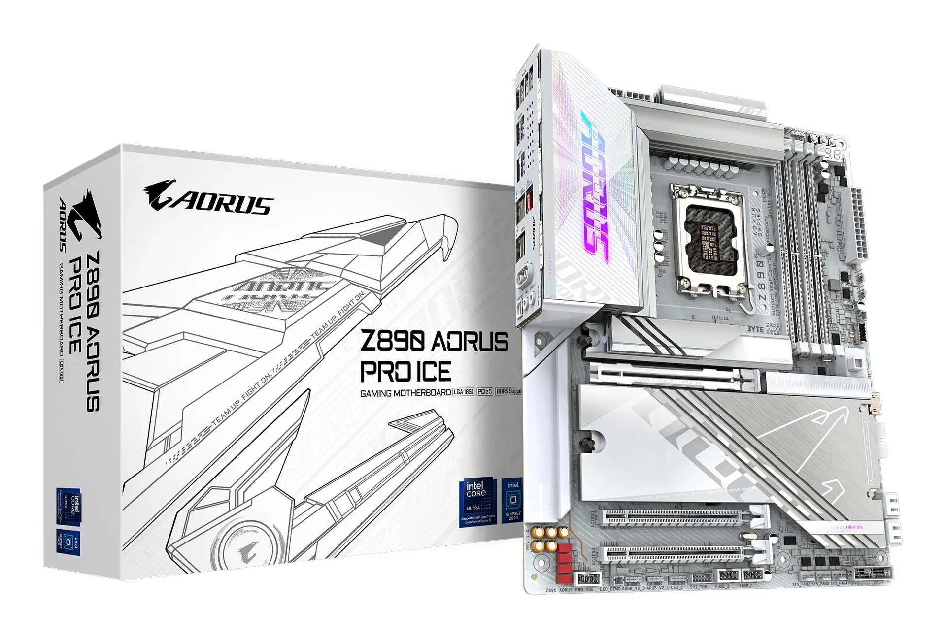 GIGABYTE Z890 AORUS PRO ICE Mainboard – Unterstützt Intel Core Ultra (Serie 2) CPUs, 16+1+2 Phasen VRM, bis zu 9500MHz DDR5 (OC), 1xPCIe 5.0 + 4xPCIe 4.0, Wi-Fi 7, 5GbE LAN, Thunderbolt 4 GIGABYTE Z890 AORUS PRO ICE Mainboard – Unterstützt Intel Core Ultra (Serie 2) CPUs, 16+1+2 Phasen VRM, bis zu 9500MHz DDR5 (OC), 1xPCIe 5.0 + 4xPCIe 4.0, Wi-Fi 7, 5GbE LAN, Thunderbolt 4